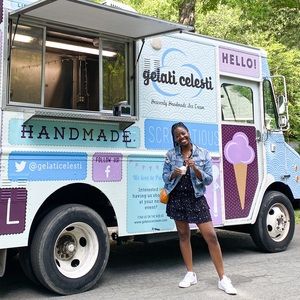 fab’rik Black white star print smocked waist mini sleeveless dress size M